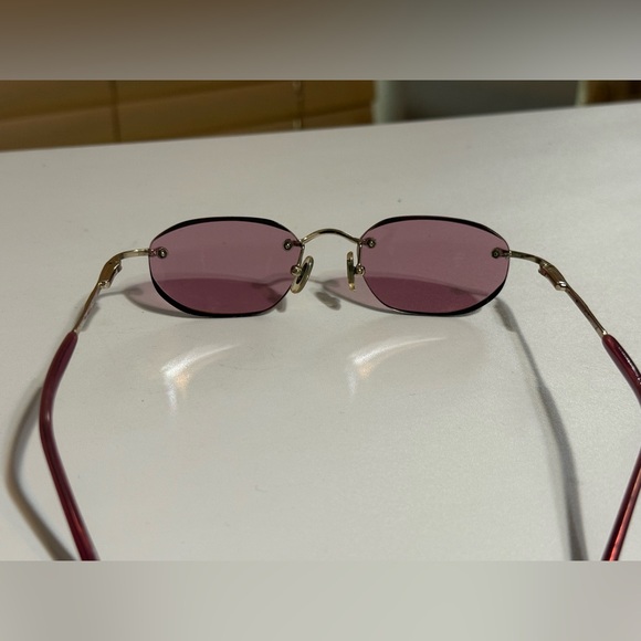 Fossil Pink Rimless Sunglasses | Y2K Vintage Vibe | Designer Shades - Picture 5 of 10